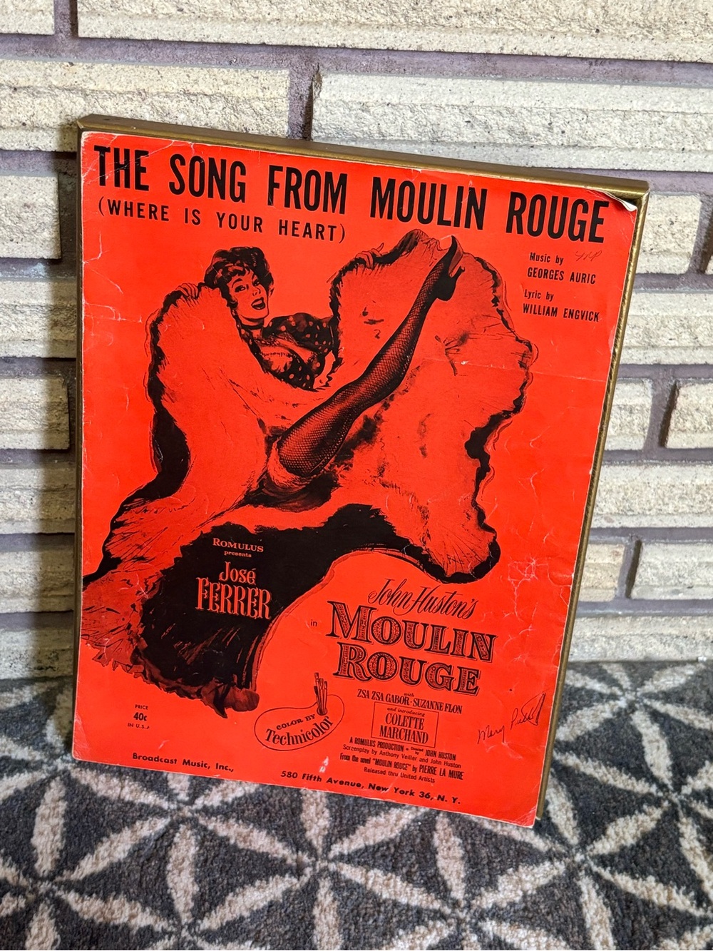 50's "The Song from Moulin Rouge" Sheet Music - Where is Your Heart - 50's Music